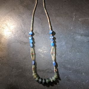 Glass bead Jade choker necklace green blue